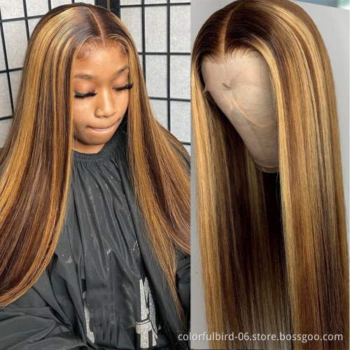 Highlight straight lace frontal wig 13x4 6x6 closureWig Humain Hair Ombre 4 27 Highlight Wig Peruvian Bob Wig